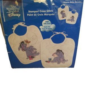 Disney Janlynn Stamped Cross Stitch Kit Eeyore/Butterflies Baby Bibs NEW-OPENBAG